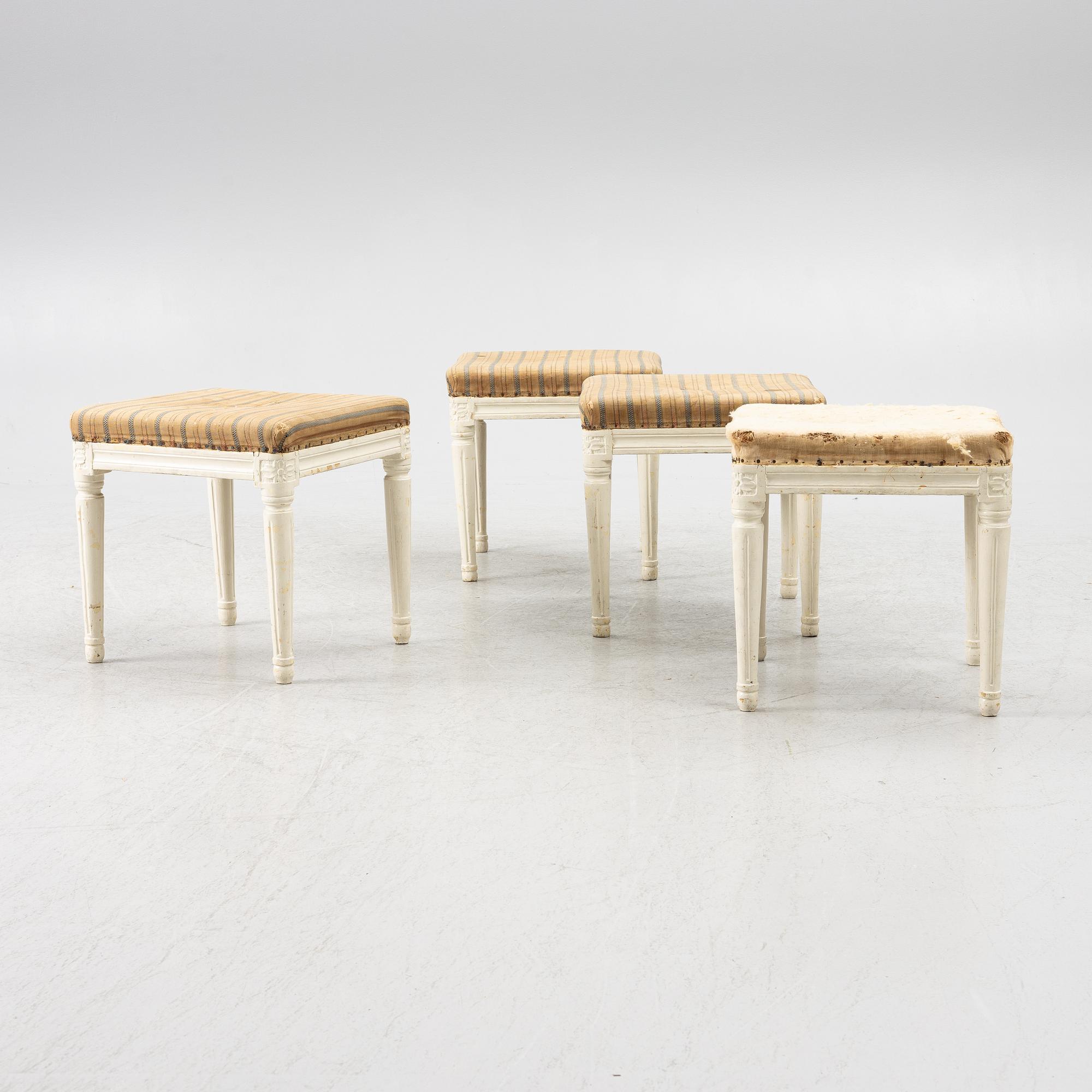A set of four Gustavian stools, early 19th century.