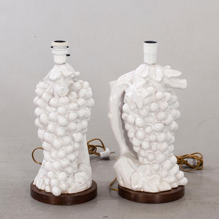 A pair of mid 20th century ceramic table lamps, Firenze Italy.