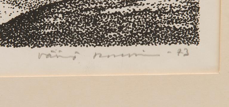 VÄINÖ ROUVINEN, litografia, signeerattu ja päivätty -73.