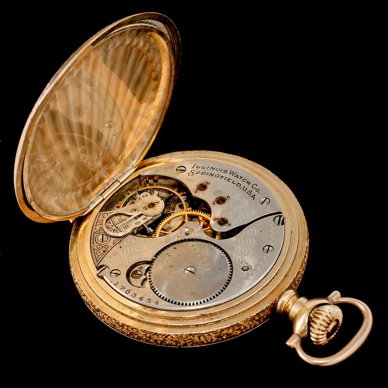 FICKUR, savonett, 14k guld, Illinois Watch Co, Springfield, USA, 1900-talets början. Vikt 111 g.