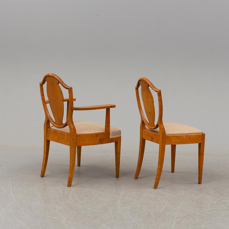 Six chairs by Ferdinand Boberg for Nordiska Kompaniet, second quarter of the 20th century .