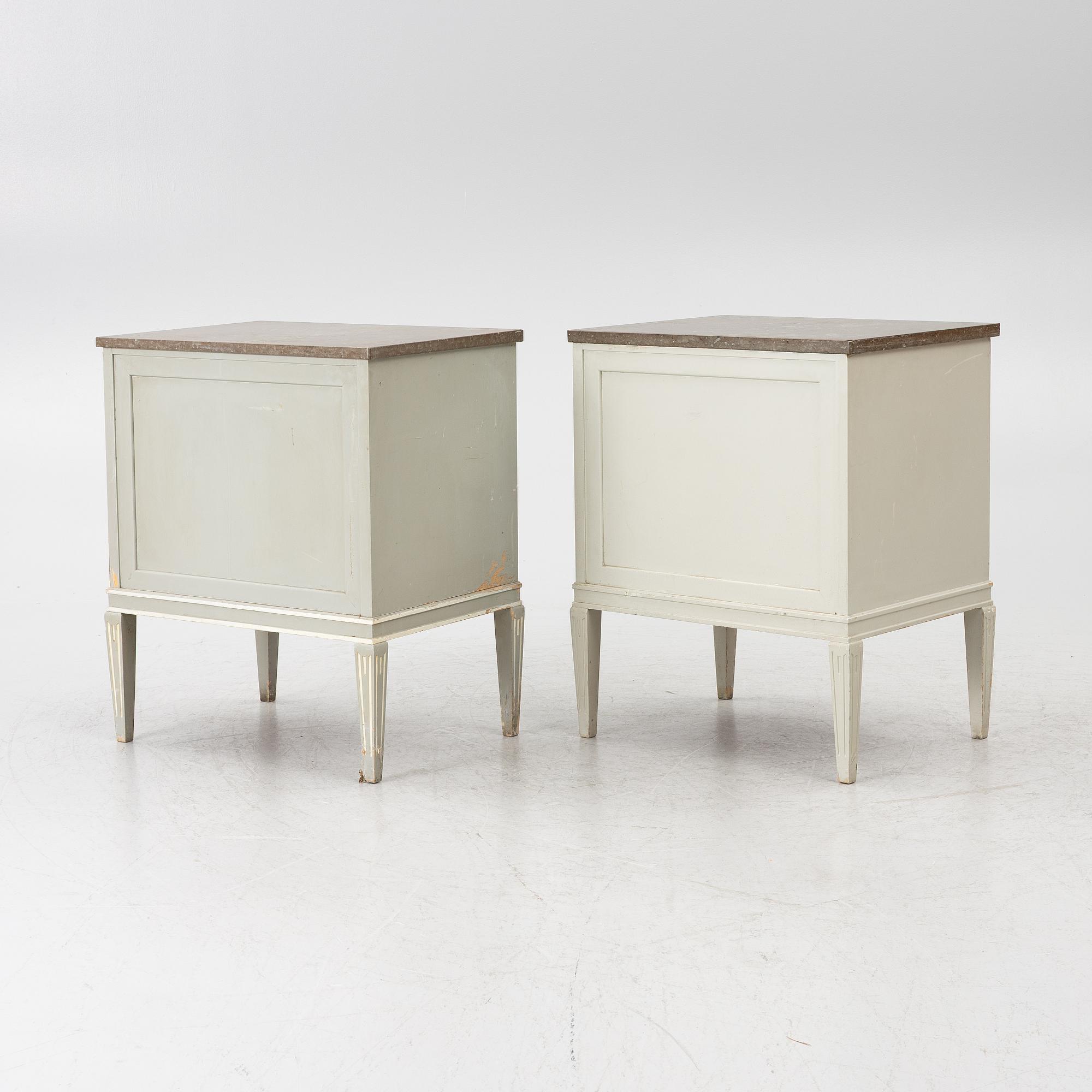 Bedside tables, a pair, Nordiska Kompaniet, early 20th century.