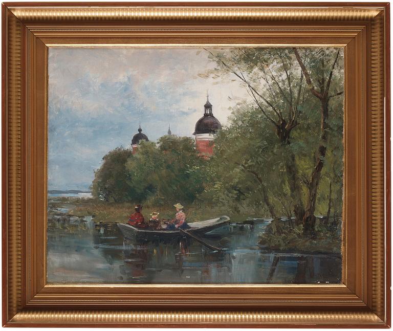 Severin Nilson, Women rowing by the castle of Gripsholm.