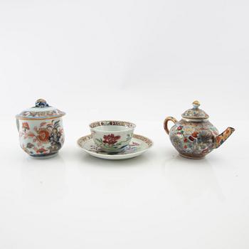 Teapot, cup with saucer and cream jug China 18th century porcelain.