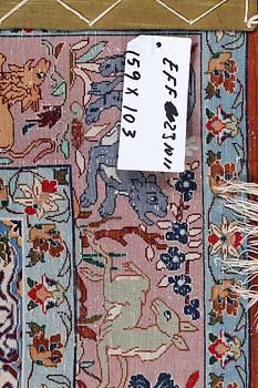 A rug, Esfahan, part silk, ca 159 x 103 cm.
