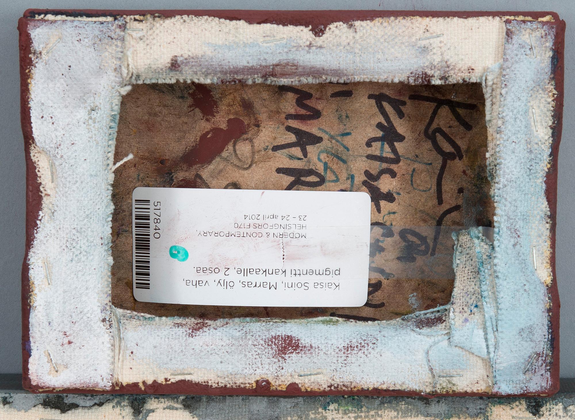 KAISA SOINI, öljy, vaha ja pigmentti kankaalle, a tergo sign. -04.