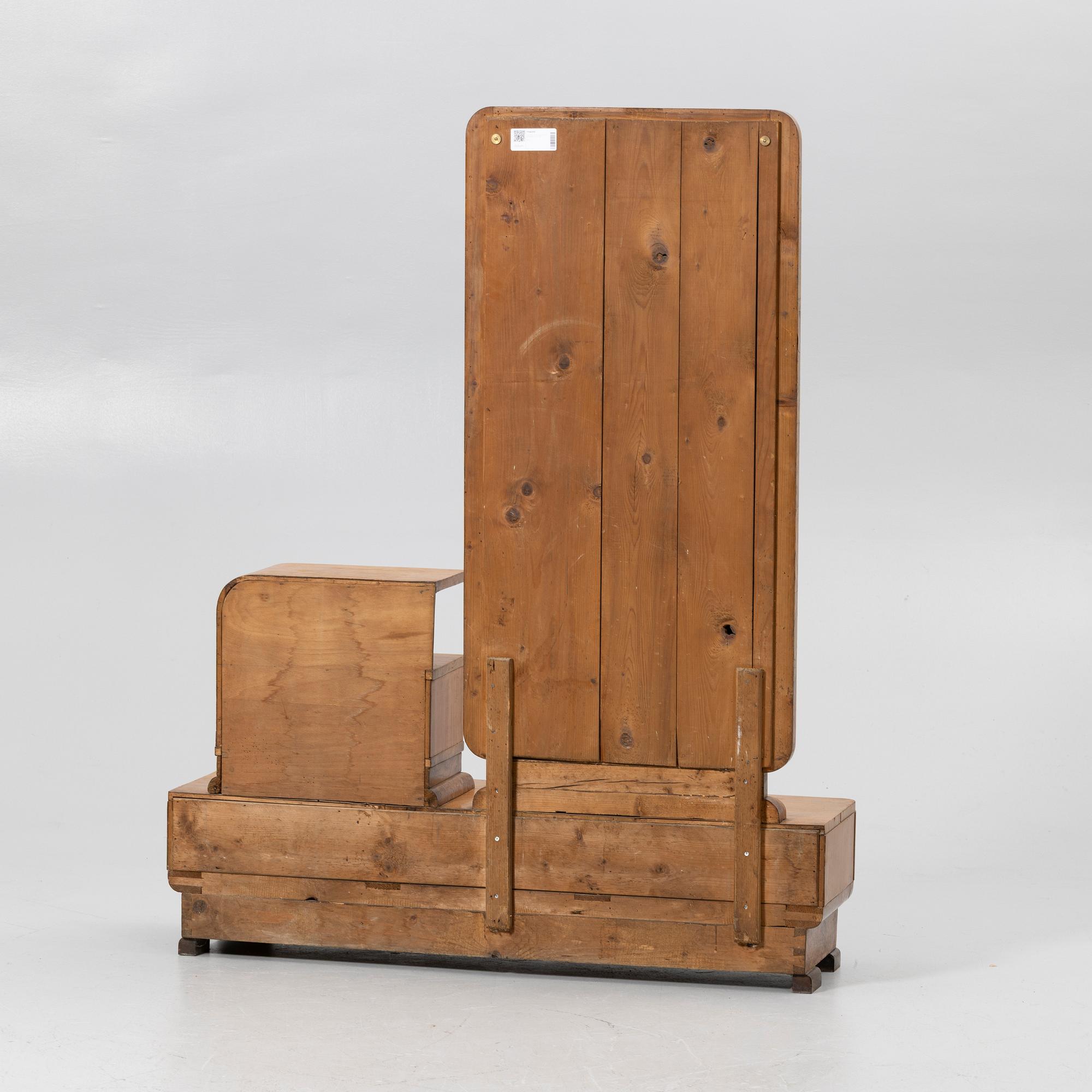 Hall furniture with mirror, Art Deco, first half of the 20th century.