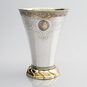 Simson Ryberg, bägare, delvis förgyllt silver, Stockholm 1779. Gustaviansk.