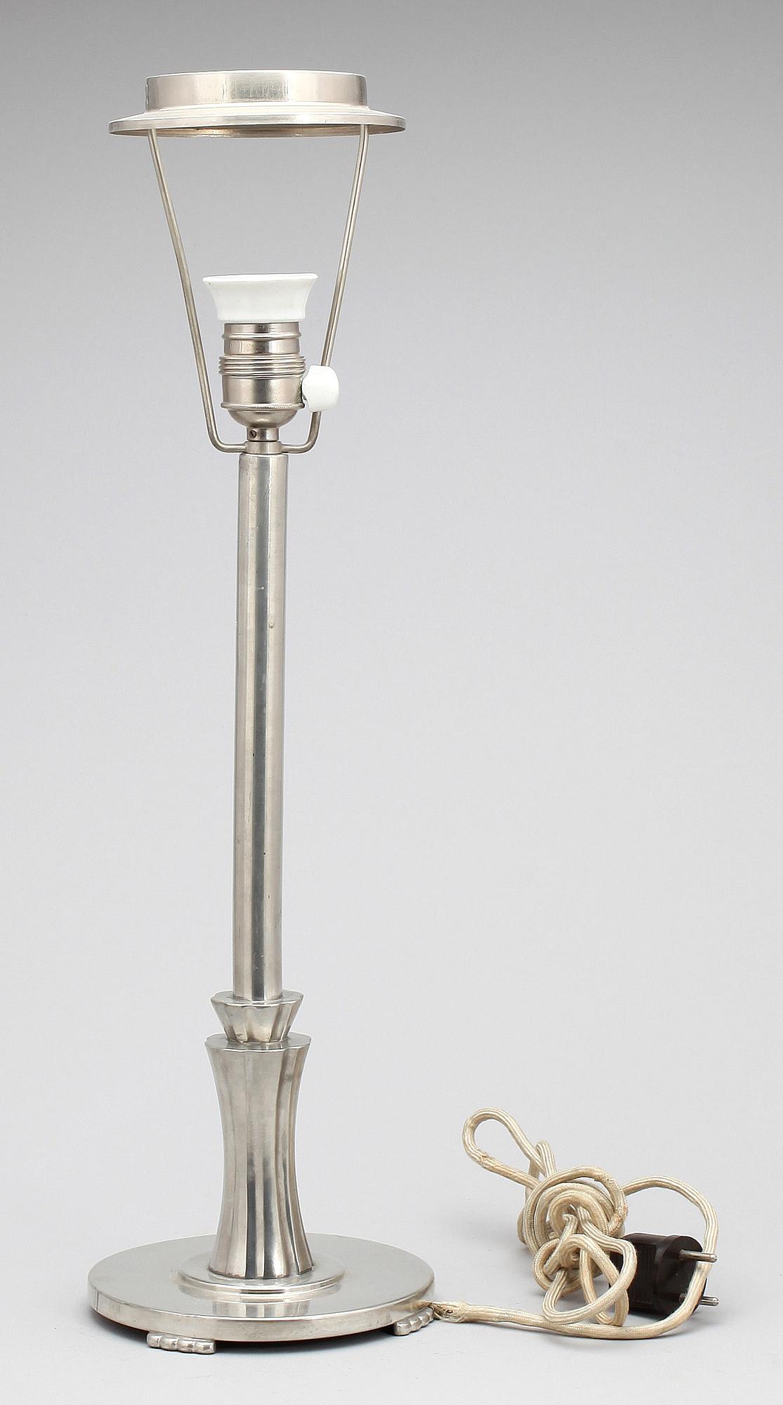BORDSLAMPA, tenn, art déco, 1920-tal.