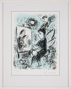 Marc Chagall · MARC CHAGALL, färglitografi, stämpelsignerad. Numrerad med blyerts M.B 271/500.