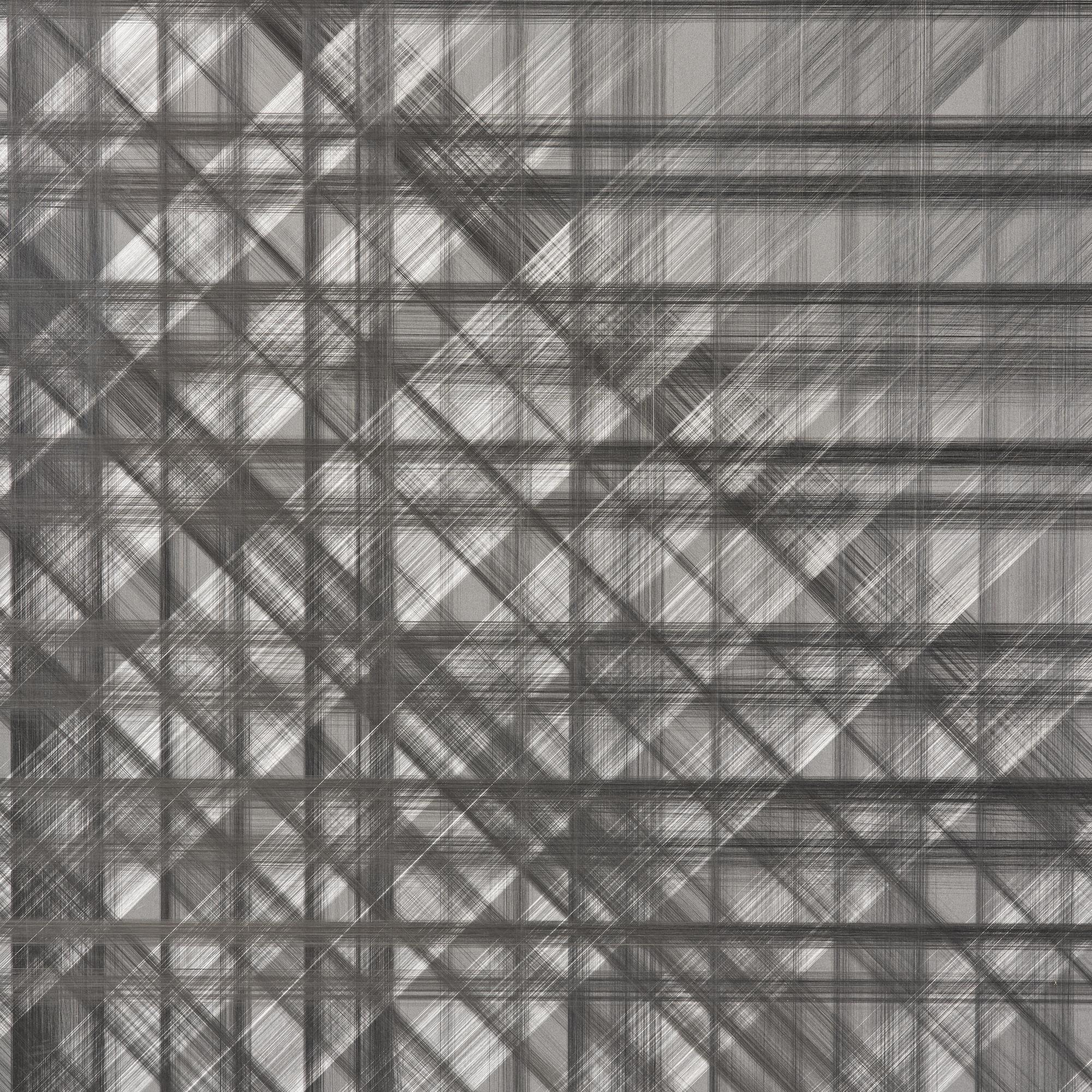 Sophie Tottie, "White Lines (steel drawing) rattan texture".