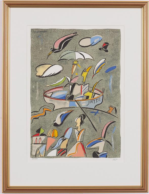 Madeleine Pyk, "Tusen dagar och en dröm", mapp med fyra färglitografier samt bok.