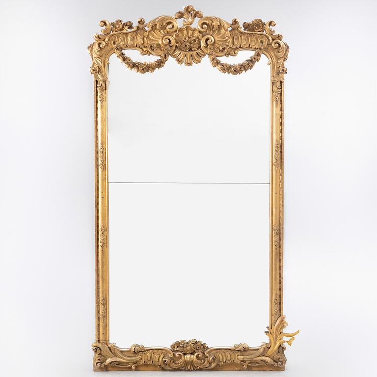 A Rococo style mirror, 19th Century.