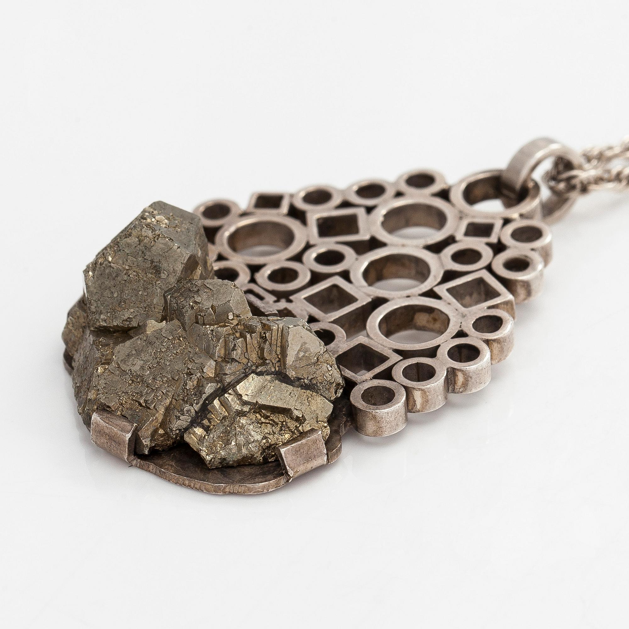 Waldemar Jonsson, hänge, silver och pyrit, Skara, 1969.