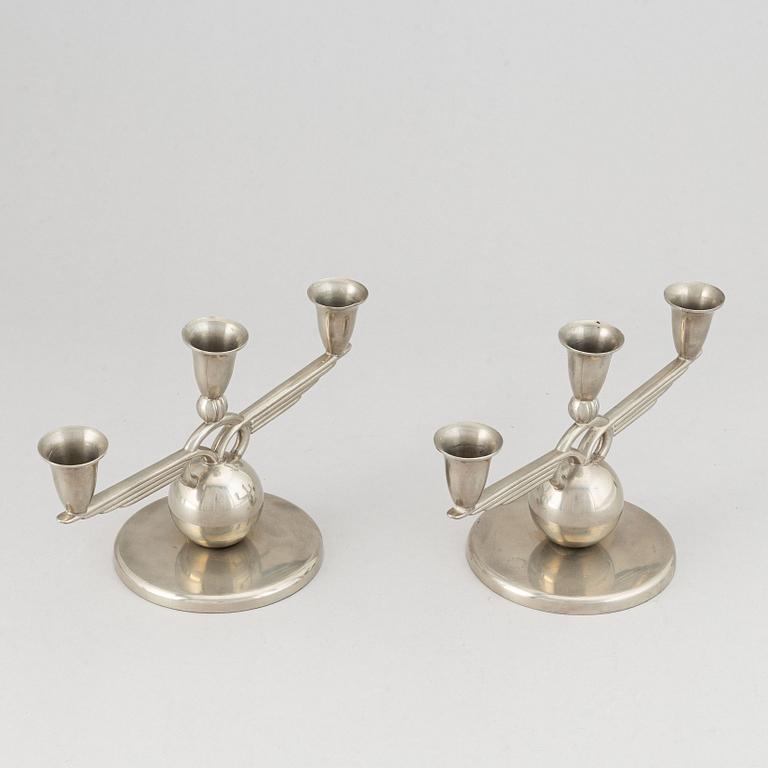A pair of pewter candelabra, L &  L, Svenskt Tenn, 1938.