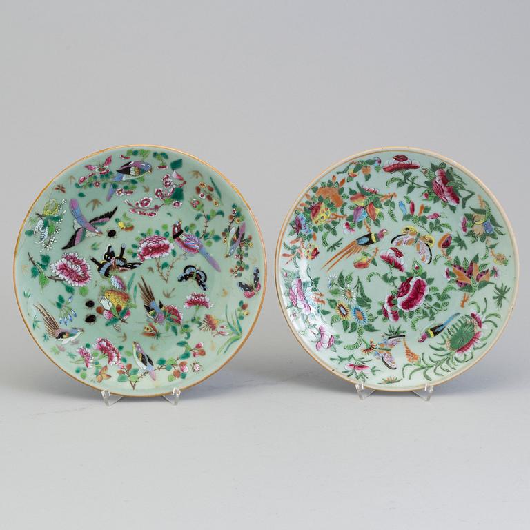 Five Canton enamelled porcelain dishes, Qing dynasty, late 19th century.