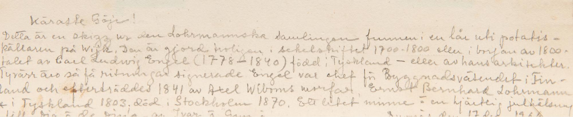 AKVARELLER/RITNINGAR, 3 st. tillskrivan Carl Ludwig Engel (1778-1840), ej signerade.