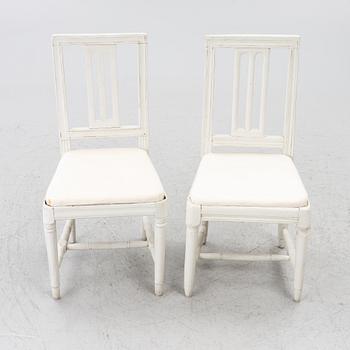 Six Gustavian chairs, late 18th century.