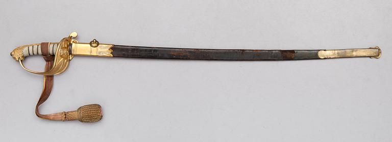 SABEL, klinga märkt Silver & Co, 66 Cornhill, London, för marinofficer, 1800-talets andra hälft.