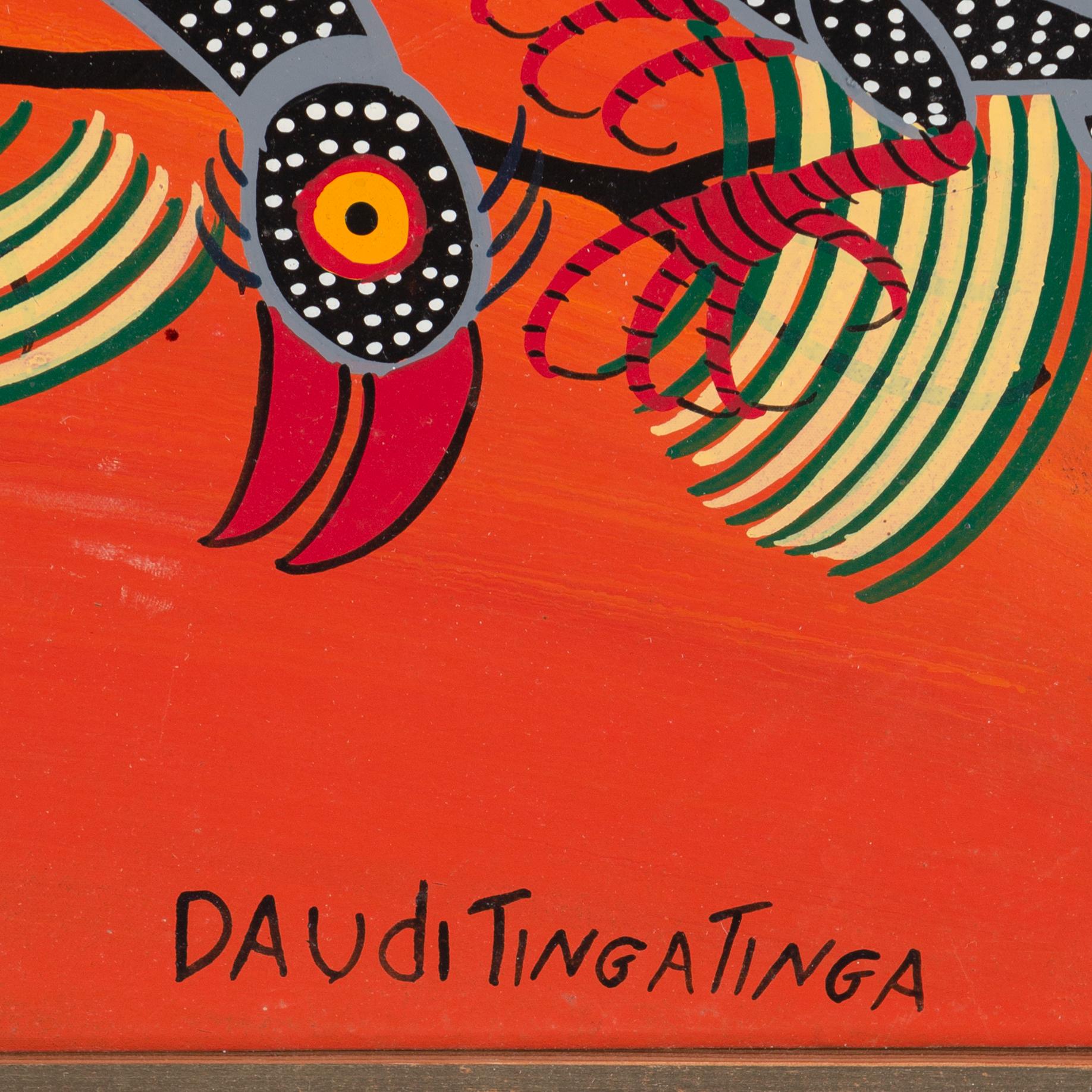 Daudi Tingatinga, olja på duk, signerad, 1970/80-tal.