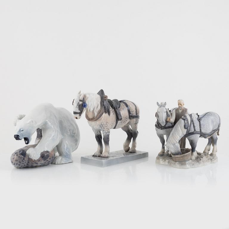 Three Danish porcelain figurines.