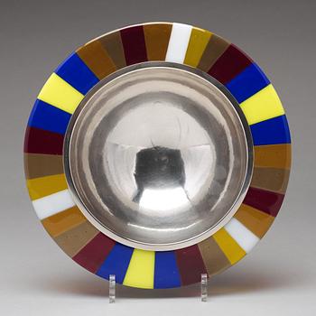 Rolf Karlsson, a sterling silver and glass bowl, Enköping (Grillby), 1996.