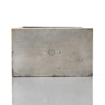 Firma Svenskt Tenn, a pewter matchbox case with beaker, models "38d" and "185a", with decor by Anna Petrus, Stockholm 1927-28.