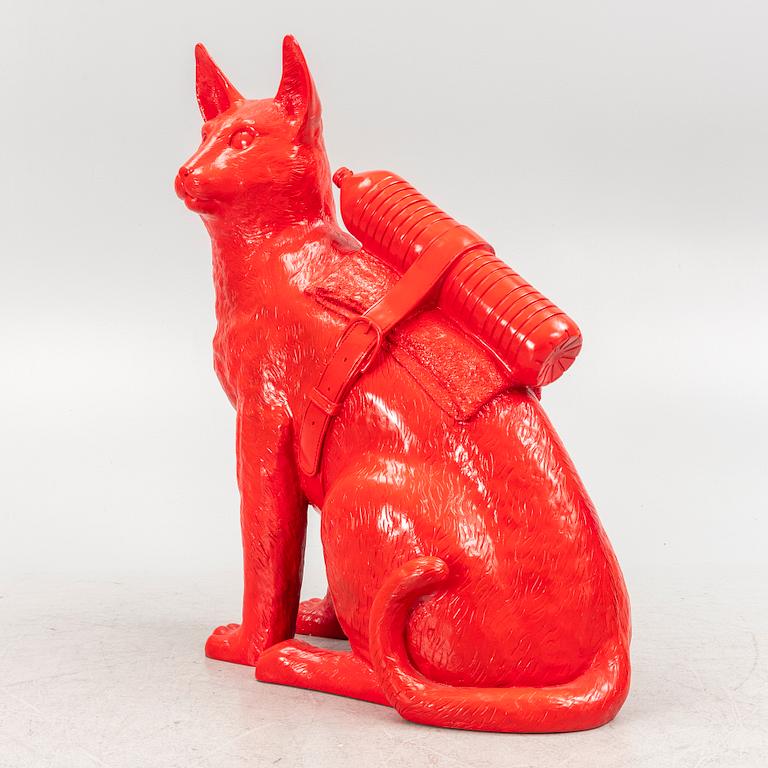 William Sweetlove, "Cloned Cat with Pet Bottle" (Red).