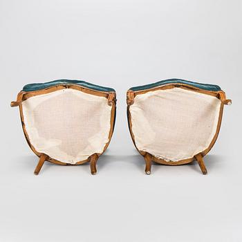 A pair of Louis XV style armchairs, mid-20th century.