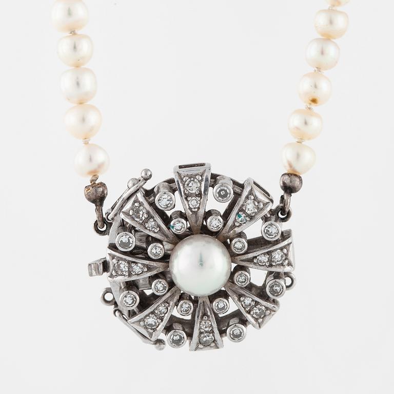 A cultured pearl necklace by Hugo Strömdahl, Stockholm, 1962.