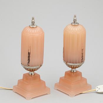BORDSLAMPOR, ett par, art deco, 1920/30-tal.