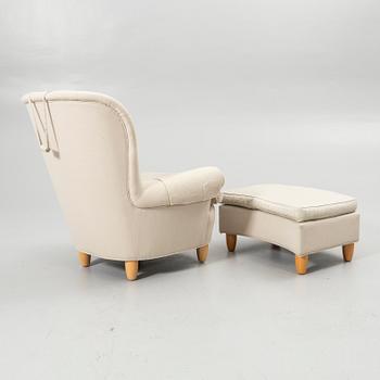 Carl Malmsten, Armchair with footstool, “Jättepaddan”, O. H. Sjögren, Tranås.