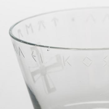 Arttu Brummer, skål, "Hjälteglaset I", Riihimäen Lasi Oy 1940-tal.