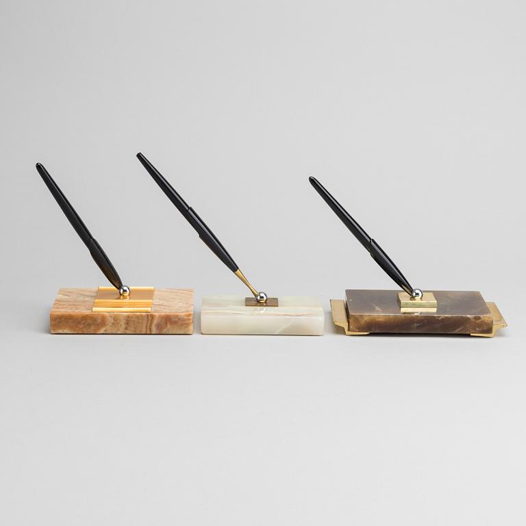 PARKER DESK SETS, three pcs, onyx.