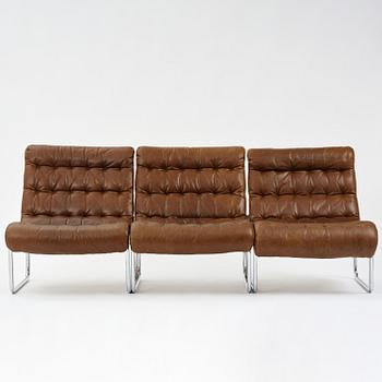 Bruno Mathsson, fåtöljer/soffmoduler, tre stycken, "Sonja", Dux, 1970-tal.