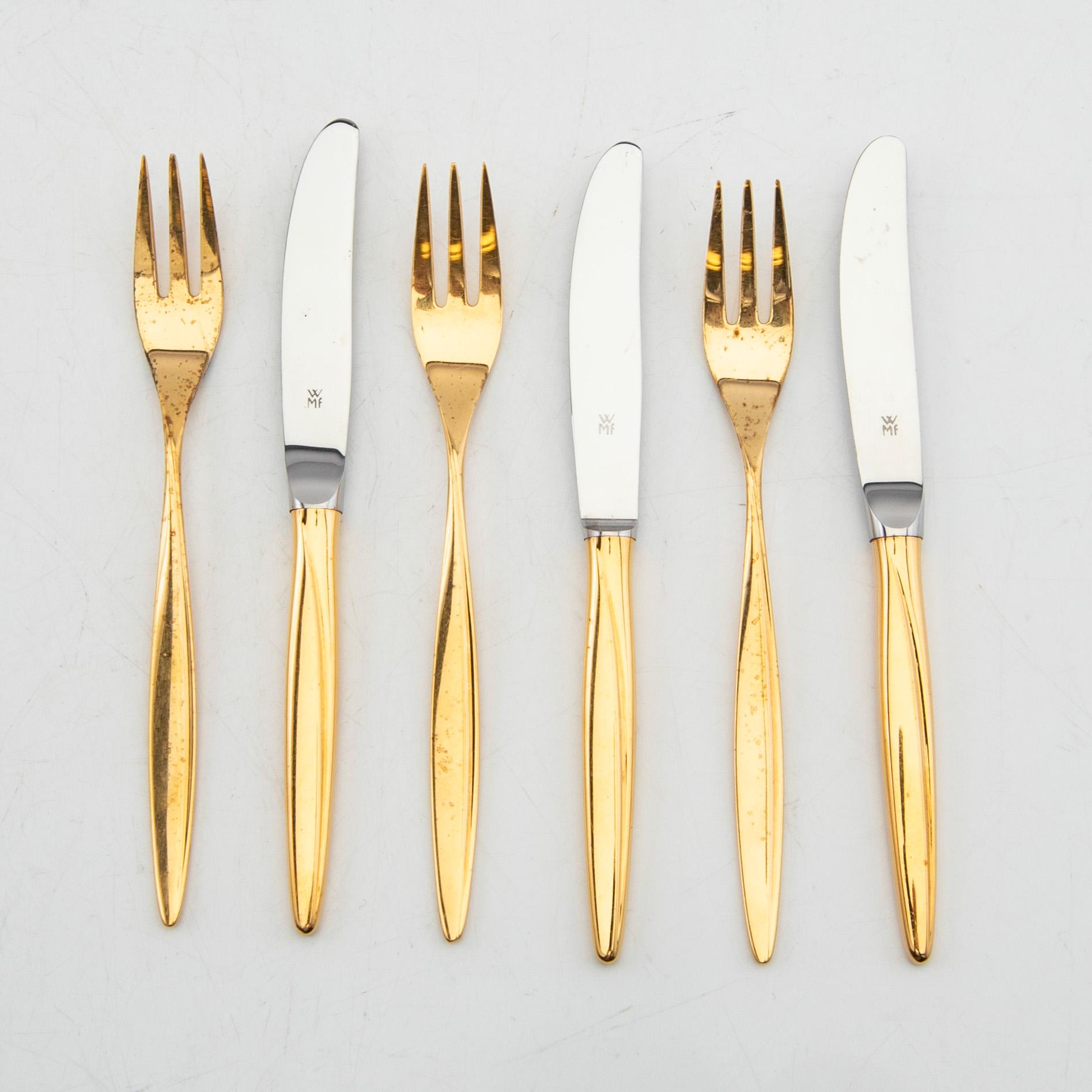 Cutlery 24 pcs WMF (Württembergische Metallwarenfabrik) gilded silver.