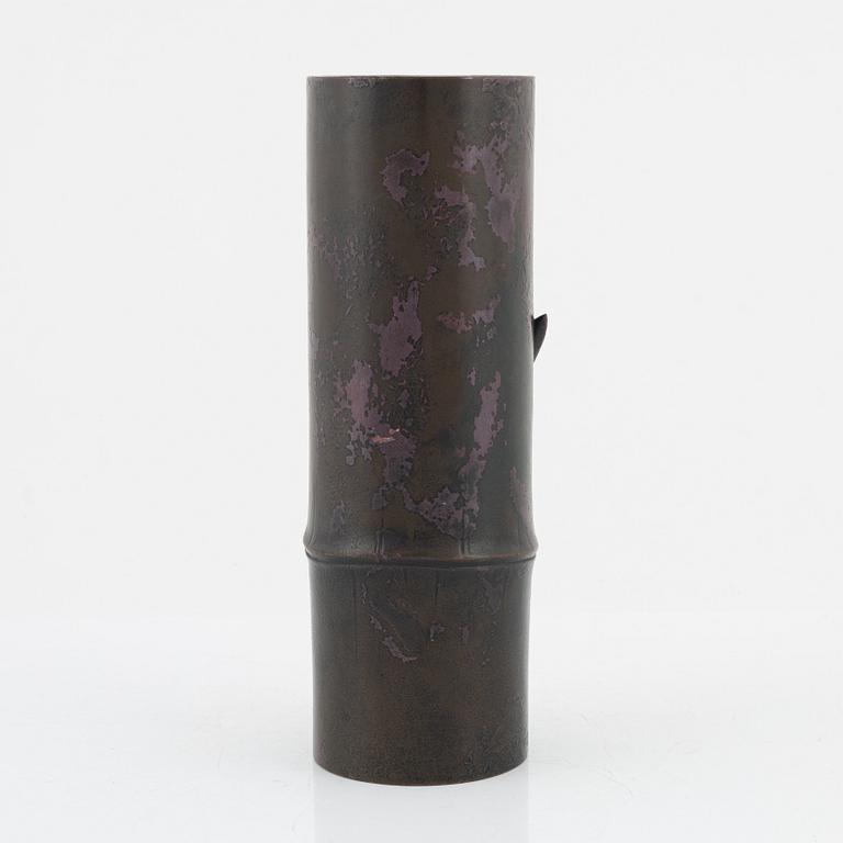 A Japanese bronze vase, 20th Century. With seal mark.