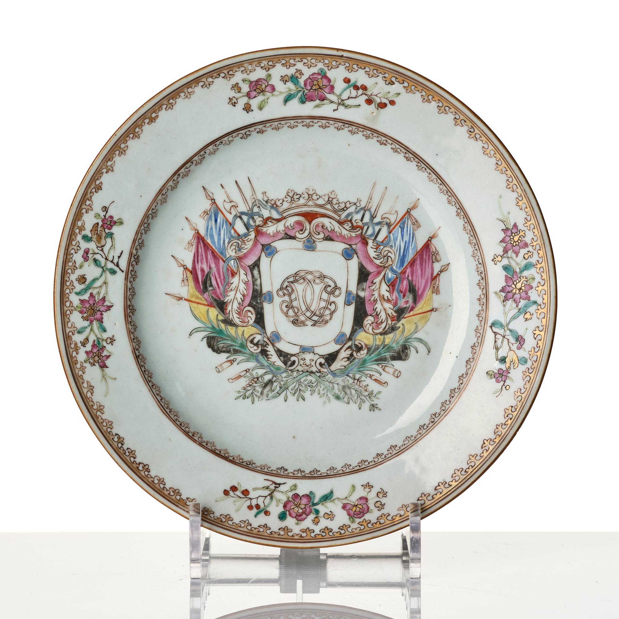 Tallrik, porslin. Qingdynastin, 1700-tal.