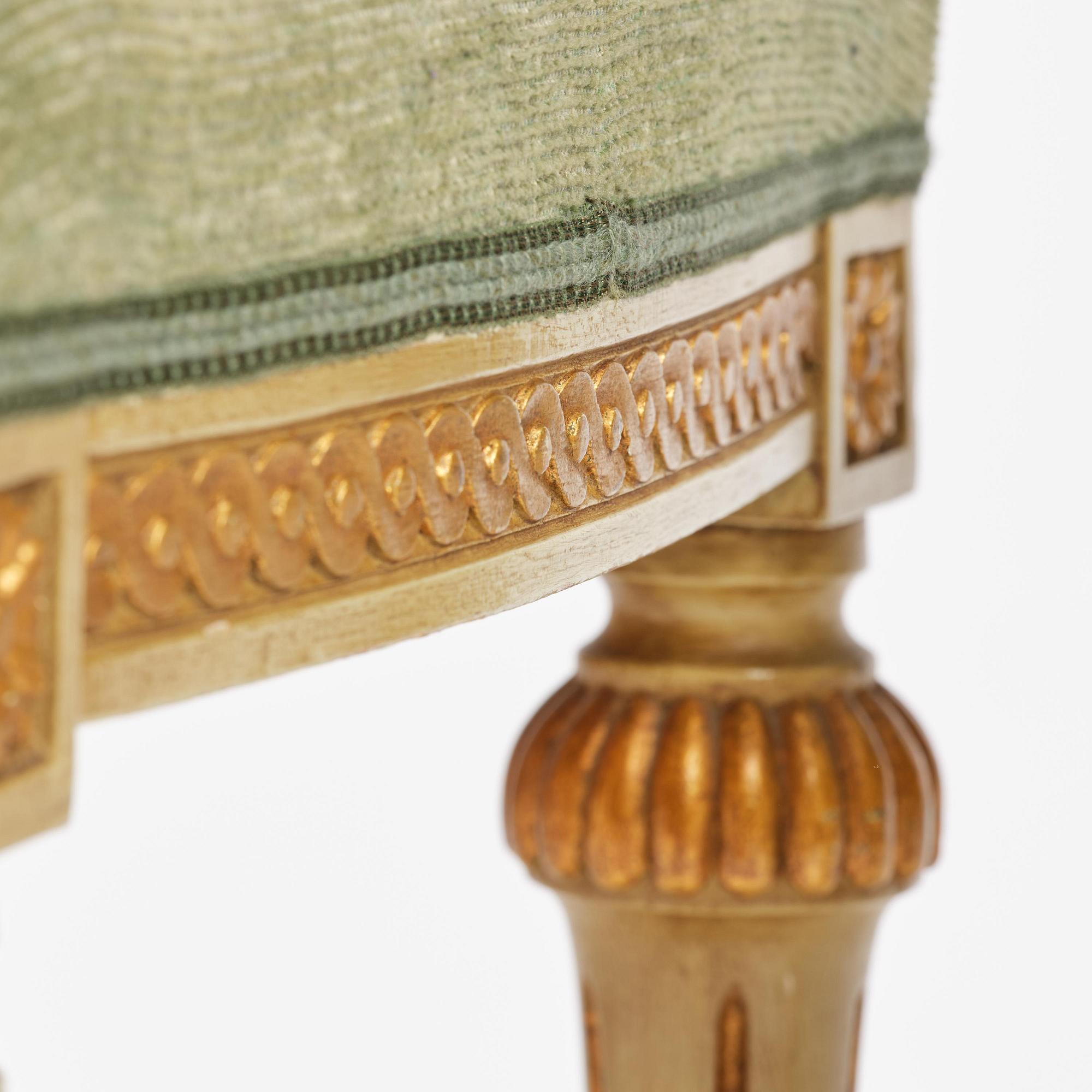 A pair of stools in the manner of Erik Öhrmark (master in Stockholm 1777–1813), Gustavian.