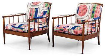 541. A pair of Kerstin Hörlin-Holmquist mahogany 'Skrindan' easy chairs, OPE Möbler.