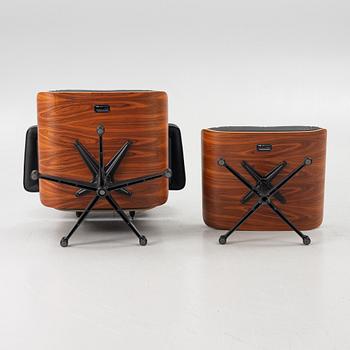 Charles & Ray Eames, Armchair with ottoman, "Lounge chair", Vitra, 21st century.