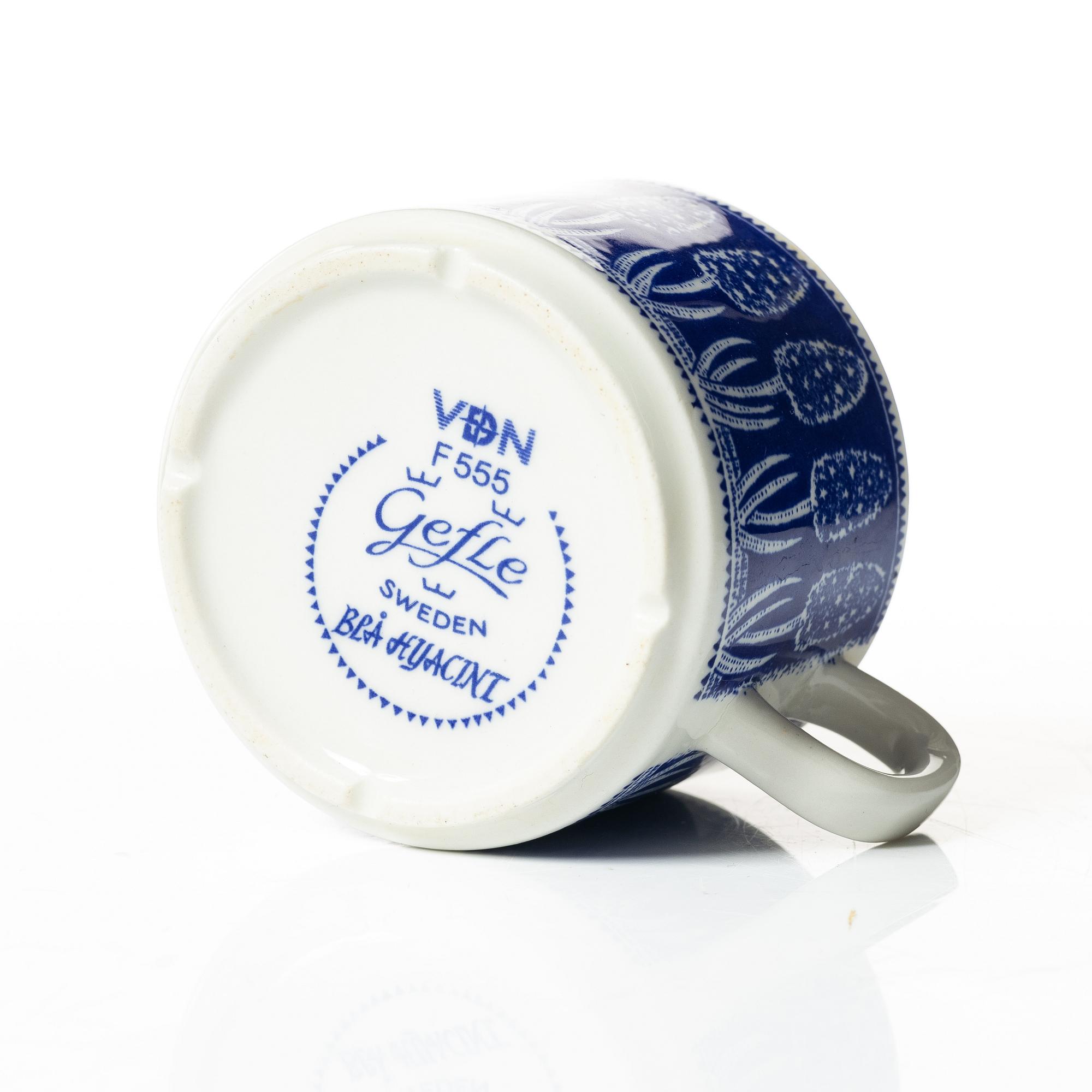 Arthur Percy, kaffeservisdelar, 17 st, "Blå Hyacint", Gefle.