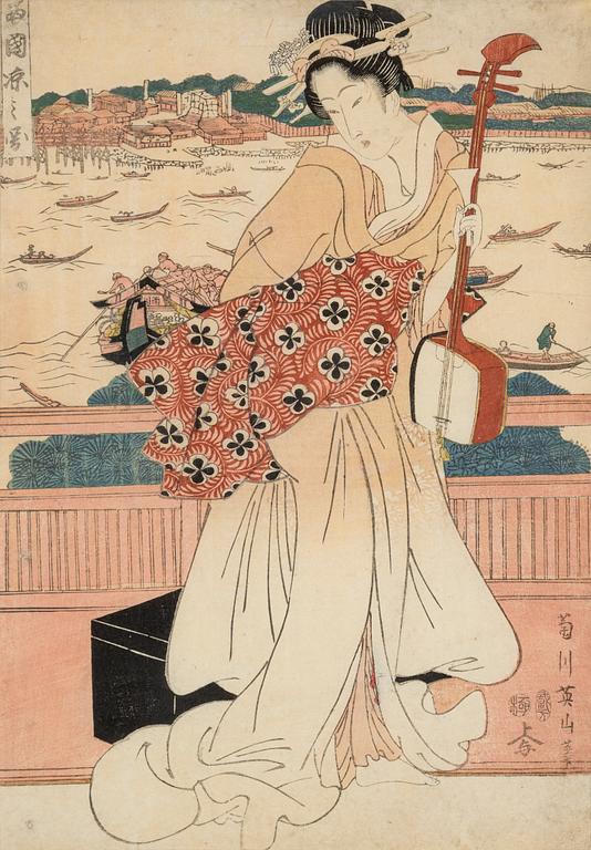 Kikugawa Eizan, färgträsnitt, Japan, 1800-talets första hälft.