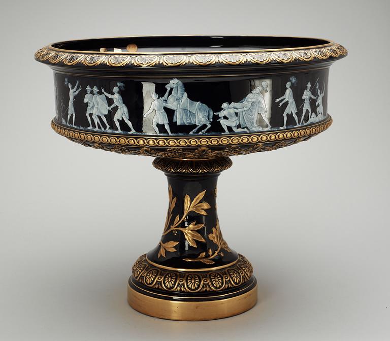 A blue and gold glazed centerpiece, probably by G.A Werner, Rörstrand 1880.