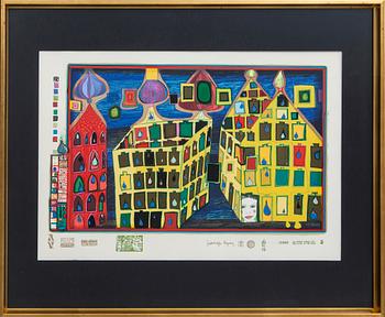 Friedensreich Hundertwasser, serigraph with metal embossing numbered 1649/3000.