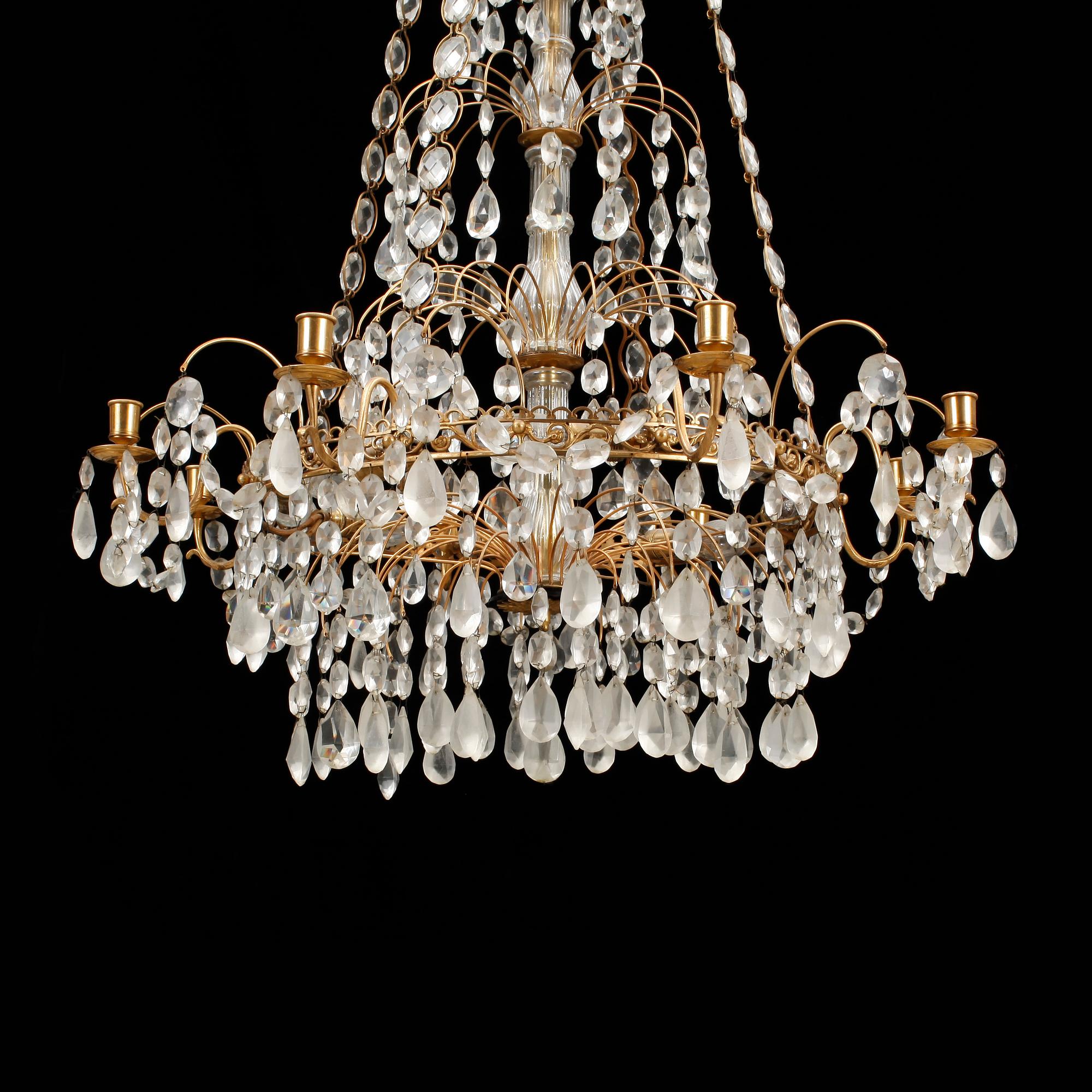 LJUSKRONA, gustaviansk stil, 1900-tal. Höjd ca 96 cm.