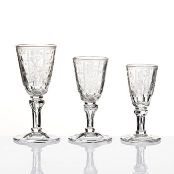 Glasservis, 21 delar, 1800-tal.
