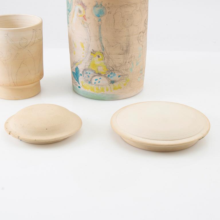 Anita Nylund, jars with lids 2 pcs. own workshop.