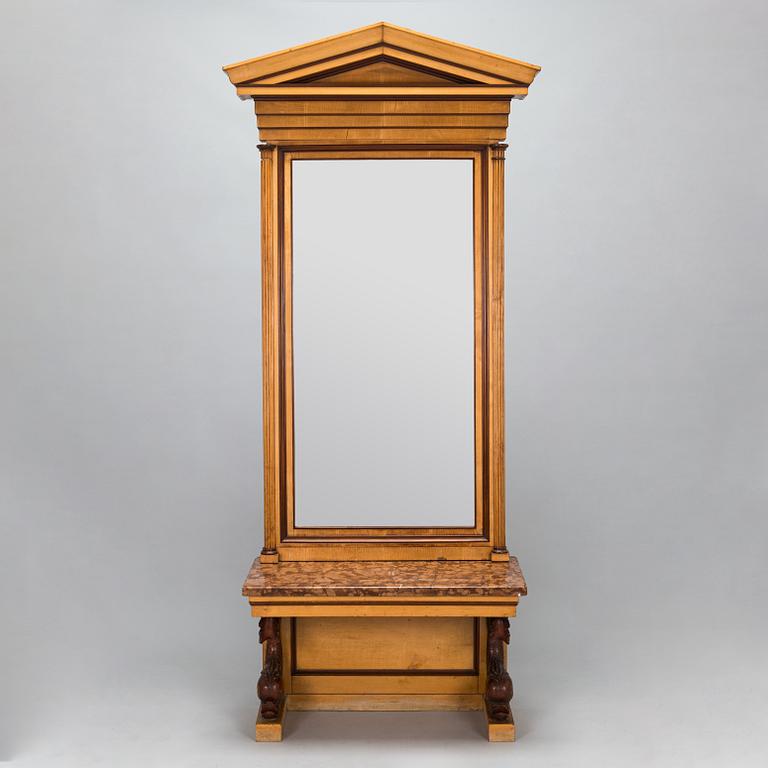 Spegel med konsolbord, empire stil, 1800-tal, troligen Finland.