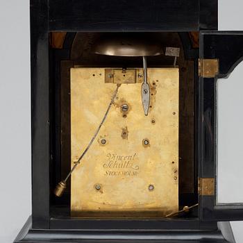 A Swedish late Baroque striking bracket clock with verge escapement by V. Schultz (clockmaker in Stockholm 1728-64).